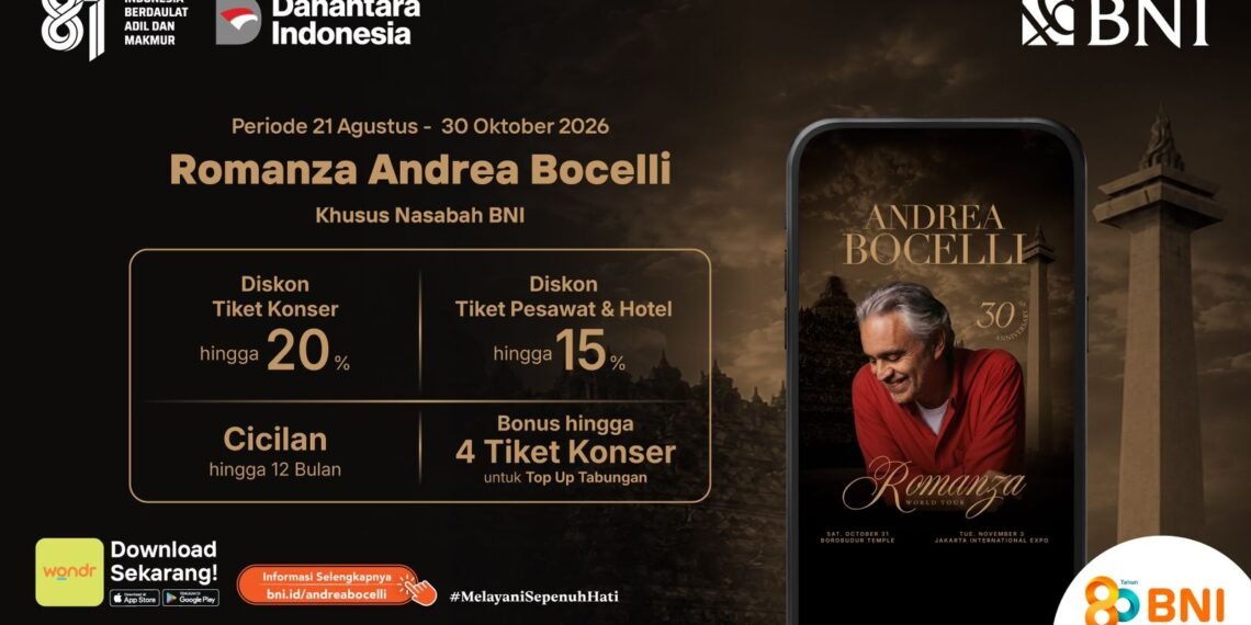 Nonton Andrea Bocelli Makin Istimewa, BNI Tawarkan Diskon Tiket hingga Travel